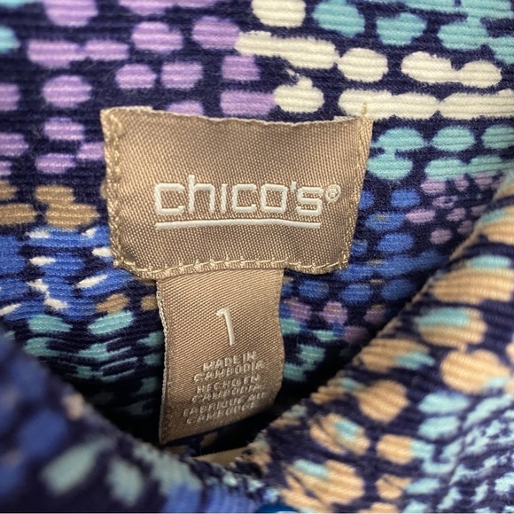 Chicos Multicolor Fine Corduroy Long Sleeve Artsy Button Up Shirt Sz M - Picture 7 of 9